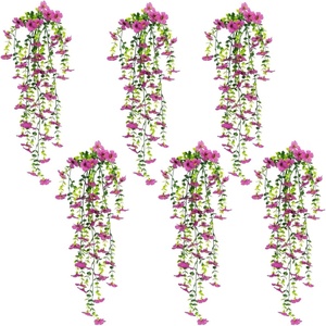 image:imageNearly Natural 30in UV Resistant Artificial Daisy Hanging Plant IndoorOutdoor  Set of 6Light Purple