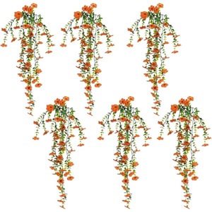 image:imageNearly Natural 30in UV Resistant Artificial Daisy Hanging Plant IndoorOutdoor  Set of 6Orange