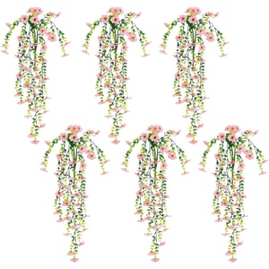 image:imageNearly Natural 30in UV Resistant Artificial Daisy Hanging Plant IndoorOutdoor  Set of 6Pink