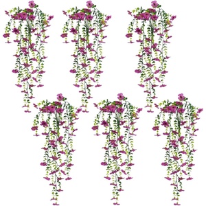 image:imageNearly Natural 30in UV Resistant Artificial Daisy Hanging Plant IndoorOutdoor  Set of 6Purple