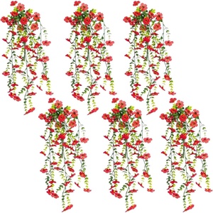 image:imageNearly Natural 30in UV Resistant Artificial Daisy Hanging Plant IndoorOutdoor  Set of 6Red