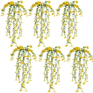 image:imageNearly Natural 30in UV Resistant Artificial Daisy Hanging Plant IndoorOutdoor  Set of 6Yellow
