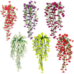 image:imageNearly Natural 30in UV Resistant Artificial Morning Glory Hanging Plant IndoorOutdoor  Set of 6Assorted 1