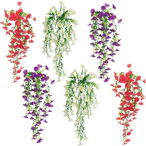 image:imageNearly Natural 30in UV Resistant Artificial Morning Glory Hanging Plant IndoorOutdoor  Set of 6Assorted 2