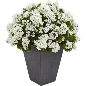 image:imageNearly Natural 33 in Artificial Geranium Plant in Slate Planter Porch DecorWhite