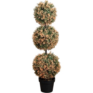 image:imageNearly Natural 3ft Autumn Triple Ball Boxwood Topiary Tree with 30 LED Lights