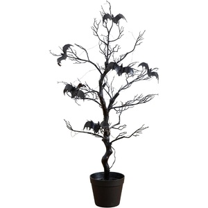 image:imageNearly Natural 3ft PreLit Halloween Black Spooky Twig Tree with Bats and 100 Orange amp Purple LED Lights