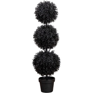 image:imageNearly Natural 3ft UV Resistant Artificial Halloween Black Triple Ball Boxwood Topiary