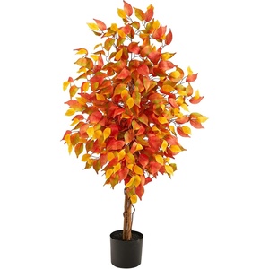 image:imageNearly Natural 4 ft Artificial Autumn Ficus Tree with Pot Fall Room Decor