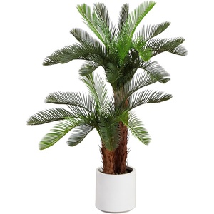 image:imageNearly Natural 40in UV Resistant Artificial Double Cycas Palm Tree in White Planter
