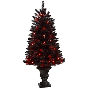 image:imageNearly Natural 4ft Black Halloween Artificial Christmas Tree in Urn with 100 Orange LED Lights