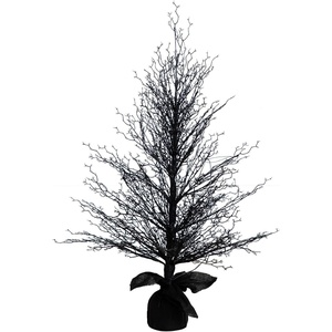 image:imageNearly Natural 4ft PreLit Halloween Black Twig Artificial Fall Tree in Burlap Planter with 63 Warm White LED Lights