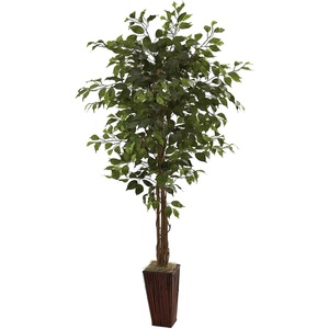 image:imageNearly Natural 5931 6ft Ficus Tree with Bamboo PlanterGreen