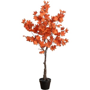 image:imageNearly Natural 5FT Rustic Autumn Artificial Maple Tree Faux Fall Dcor for Home Decorations for Fall Autumn Thanksgiving and Halloween with Black Nursery Pot