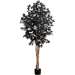 image:imageNearly Natural 5ft Artificial Halloween Black Ficus Tree with Natural Trunk  Indoor Decor for Spooky Gatherings