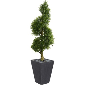image:imageNearly Natural 5ft Boxwood Spiral Topiary Artificial Tree in Slate Planter UV Resistant IndoorOutdoor