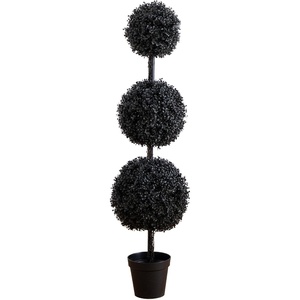 image:imageNearly Natural 5ft UV Resistant Artificial Halloween Black Triple Ball Boxwood Topiary