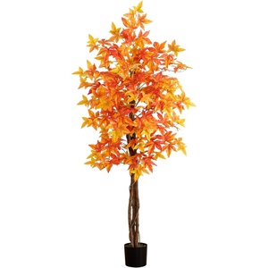 image:imageNearly Natural 6FT Deluxe Autumn Artificial Maple Tree Faux Fall Dcor for Home Decorations for Fall Autumn Thanksgiving and Halloween with Black Nursery Pot