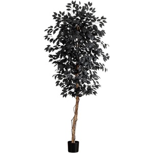 image:imageNearly Natural 6ft Artificial Halloween Black Ficus Tree with Natural Trunk  Indoor Decor for Spooky Atmosphere