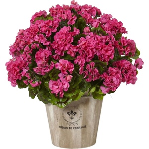 image:imageNearly Natural Geranium Silk Flowering Plant in Farmhouse Planter UV Resistant IndoorOutdoorBeauty