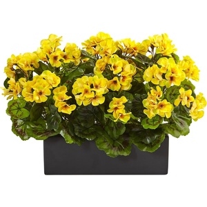 image:imageNearly Natural Geranium Silk Plant in Rectangular Planter UV Resistant IndoorOutdoorYellow