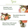 image:imageNearly Natural 10 in Artificial Peony Arrangement in Glass VaseAssorted