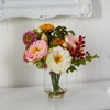 image:imageNearly Natural 10 in Artificial Peony Arrangement in Glass VaseAssorted