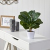 image:imageNearly Natural 11in Fiddle Leaf Artificial Plant in White Planter Real Touch