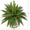 image:imageNearly Natural 15in Boston Fern Artificial Plant with Tuscan Ceramic Green Scroll Planter