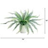 image:imageNearly Natural 16Inch Artificial Boston Fern Plant  Lifelike Greenery in Textured Cement Planter