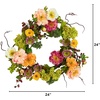 image:imageNearly Natural 24 in Artificial Peony Wreath for Front Door Decor