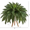 image:imageNearly Natural 25ft Boston Fern Artificial Plant in White Planter with Legs