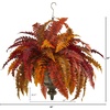 image:imageNearly Natural 28in Autumn Boston Fern Artificial Plant in Hanging Metal Bowl