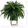 image:imageNearly Natural 31in Artificial Boston Fern Plant on Display Stand in Removal Patina Metal Planter Fake Ferns for Living Room Bedroom Office Home Dcor