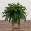 image:imageNearly Natural 31in Artificial Boston Fern Plant on Display Stand in Removal Patina Metal Planter Fake Ferns for Living Room Bedroom Office Home Dcor