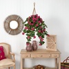 image:imageNearly Natural 32 in Artificial Bougainvillea Plant in Hanging BasketGreenPink