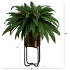 image:imageNearly Natural 35in Artificial Boston Fern Plant on Display Stand in Removal Brass Metal Planter Fake Ferns for Living Room Bedroom Office Home Dcor