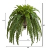 image:imageNearly Natural 39in Boston Fern Artificial Plant in Metal Hanging Bowl