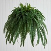 image:imageNearly Natural 39in Boston Fern Artificial Plant in Metal Hanging Bowl