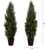 image:imageNearly Natural 3ft Cedar Pine Artificial Tree UV Resistant Realistic ConeShaped Greenery IndoorOutdoor Decor Set of 2