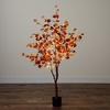 image:imageNearly Natural 5FT Prelit Artificial Autumn Eucalyptus Tree with 220 Warm White LED Lights Faux Eucalyptus Tree with Fall Colors for Home amp Office Dcor in Black Nursery Planter
