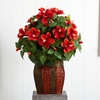 image:imageNearly Natural 6667 Hibiscus with Vase Decorative Silk Plant Red 24 x 24 x 19