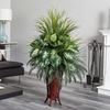 image:imageNearly Natural 6727 3ft Mixed Greens amp Cattails with Planter 26 x 26 x 36 inches GreenGreen