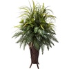 image:imageNearly Natural 6727 3ft Mixed Greens amp Cattails with Planter 26 x 26 x 36 inches GreenGreen