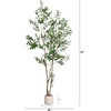 image:imageNearly Natural 7ft Artificial Olive Tree  Minimalist Faux Olive Plant with MultiTone Leaves Faux Olives and Bendable Branches Includes White Decorative Planter