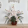 image:imageNearly Natural Cymbidium with Decorative Vase Silk ArrangementWhite
