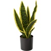 image:imageNearly Natural 14in Artificial Tall Snake Plant Sansevieria Yellow Faux Snake Plant for Indoor Home Decor in Black Nursery Pot Fake Plant for Office Living Room Bedroom Tabletop DIY