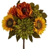 image:imageNearly Natural 16in Peony Dahlia and Sunflower Artificial Flower Bouquet Set of 2