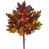 image:imageNearly Natural 20in Maple Leaf and Berries Artificial Flower Bouquet Set of 3