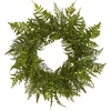 image:imageNearly Natural 24 in Artificial Mixed Fern Wreath Green Front Door Decor